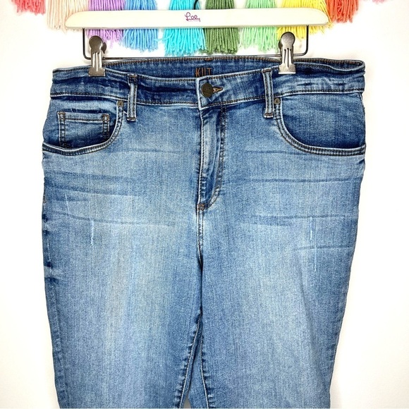 Kut From The Kloth High Rise Cropped Straight Leg Medium Wash Denim Jean Sz 12 - Picture 3 of 16